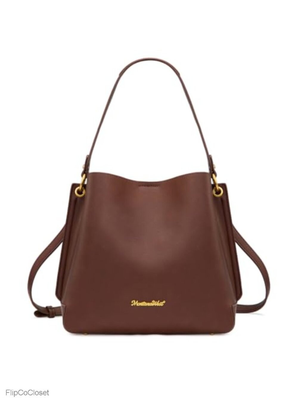 Medium Faux Leather Hobo Shoulder Bag with 3 Compartments
